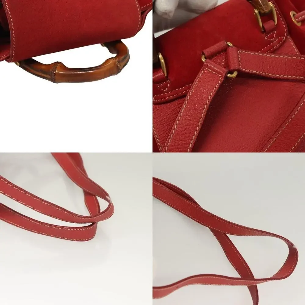 Gucci Bamboo Suede Backpack Red